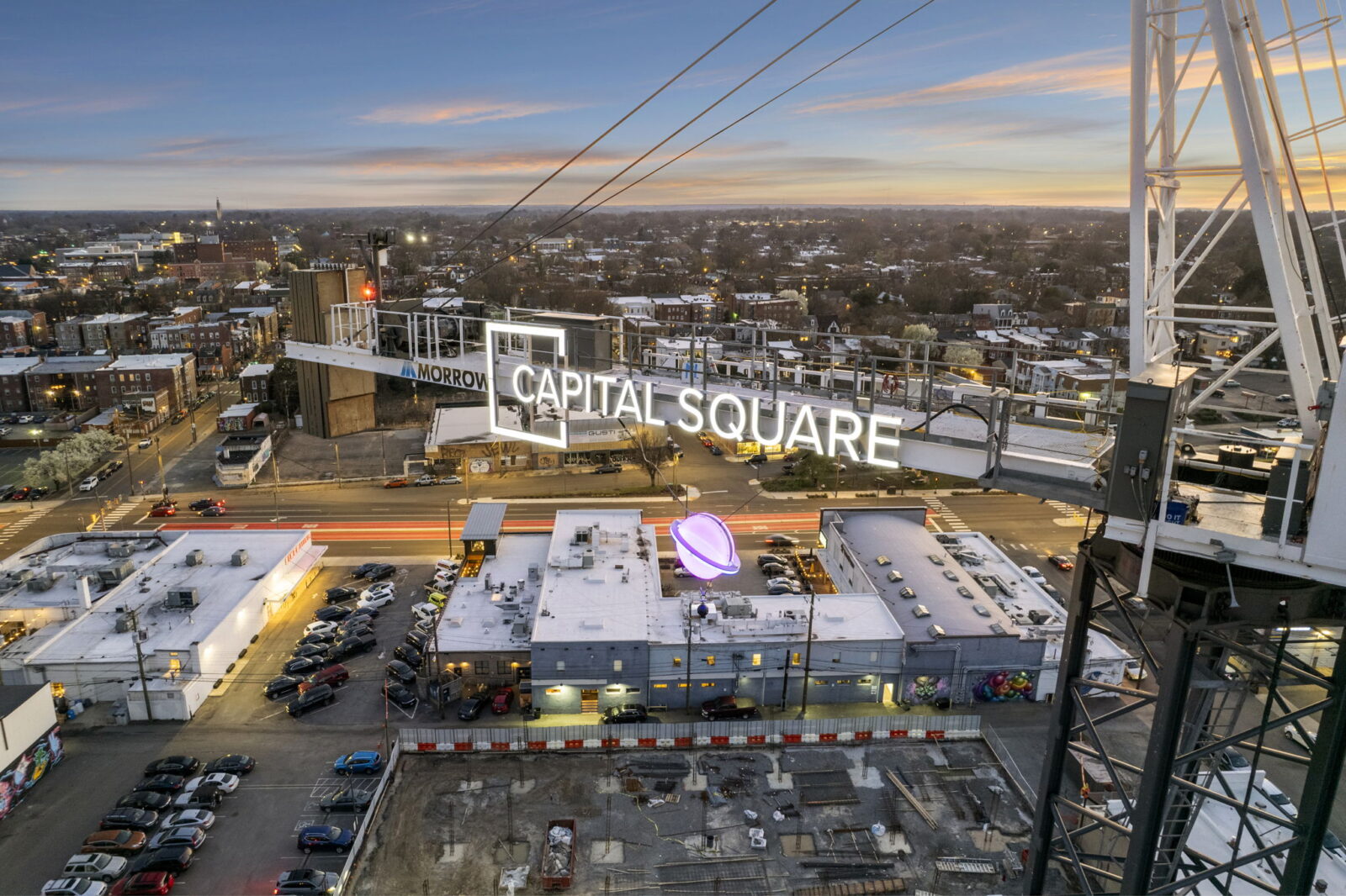 Capital Square Development crane over Richmond, Virginia