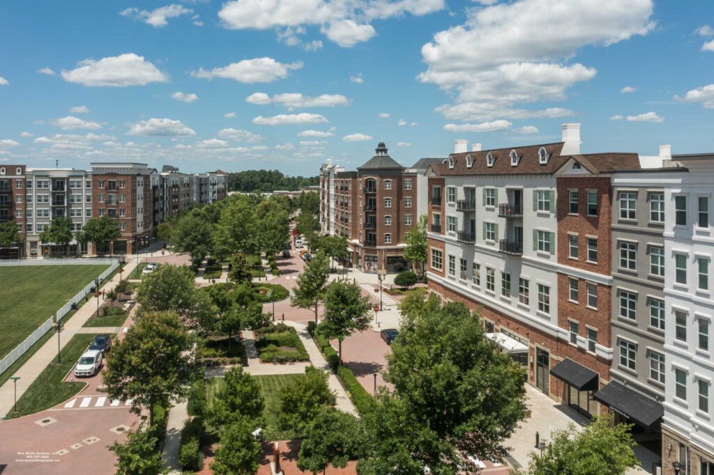 Aerial view of Flats at West Broad Village