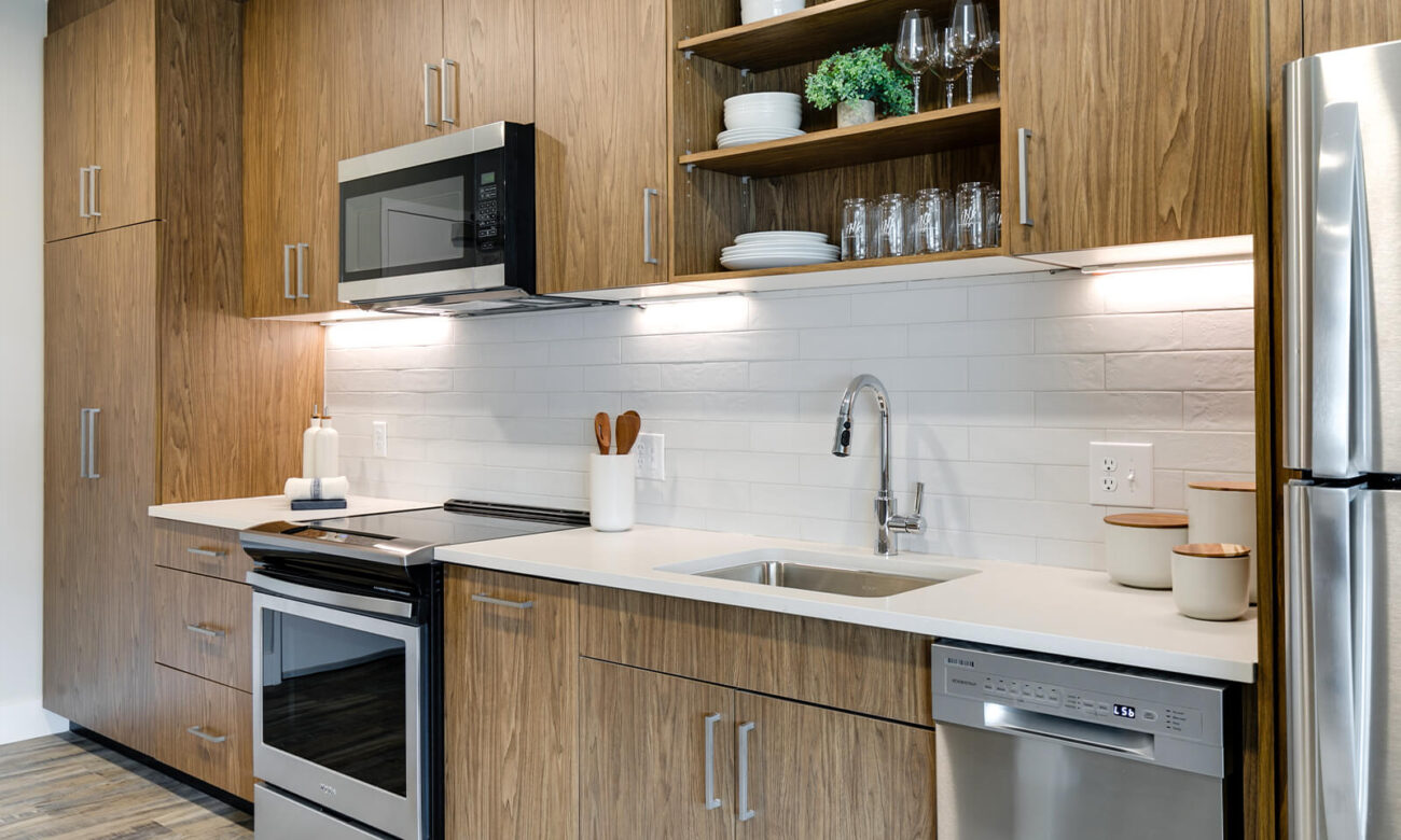 Kitchen in apartment at INK.